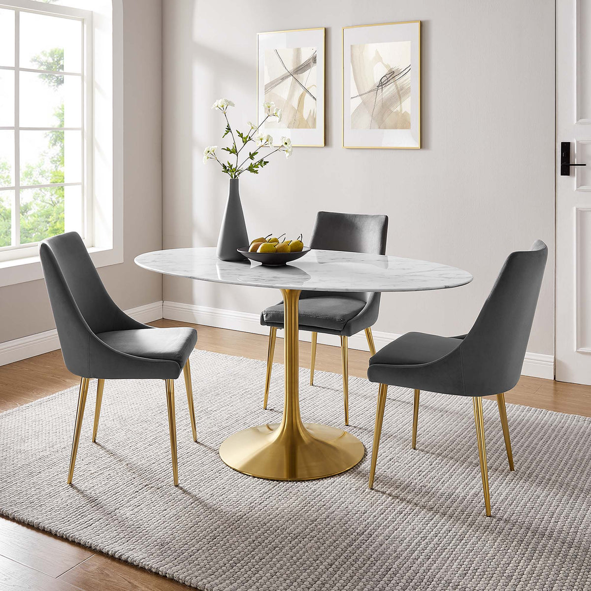 Lippa Oval Artificial Marble Dining Table