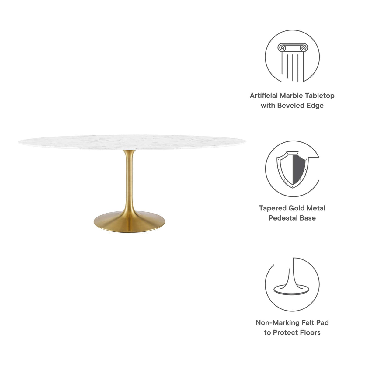 Lippa Oval Artificial Marble Dining Table