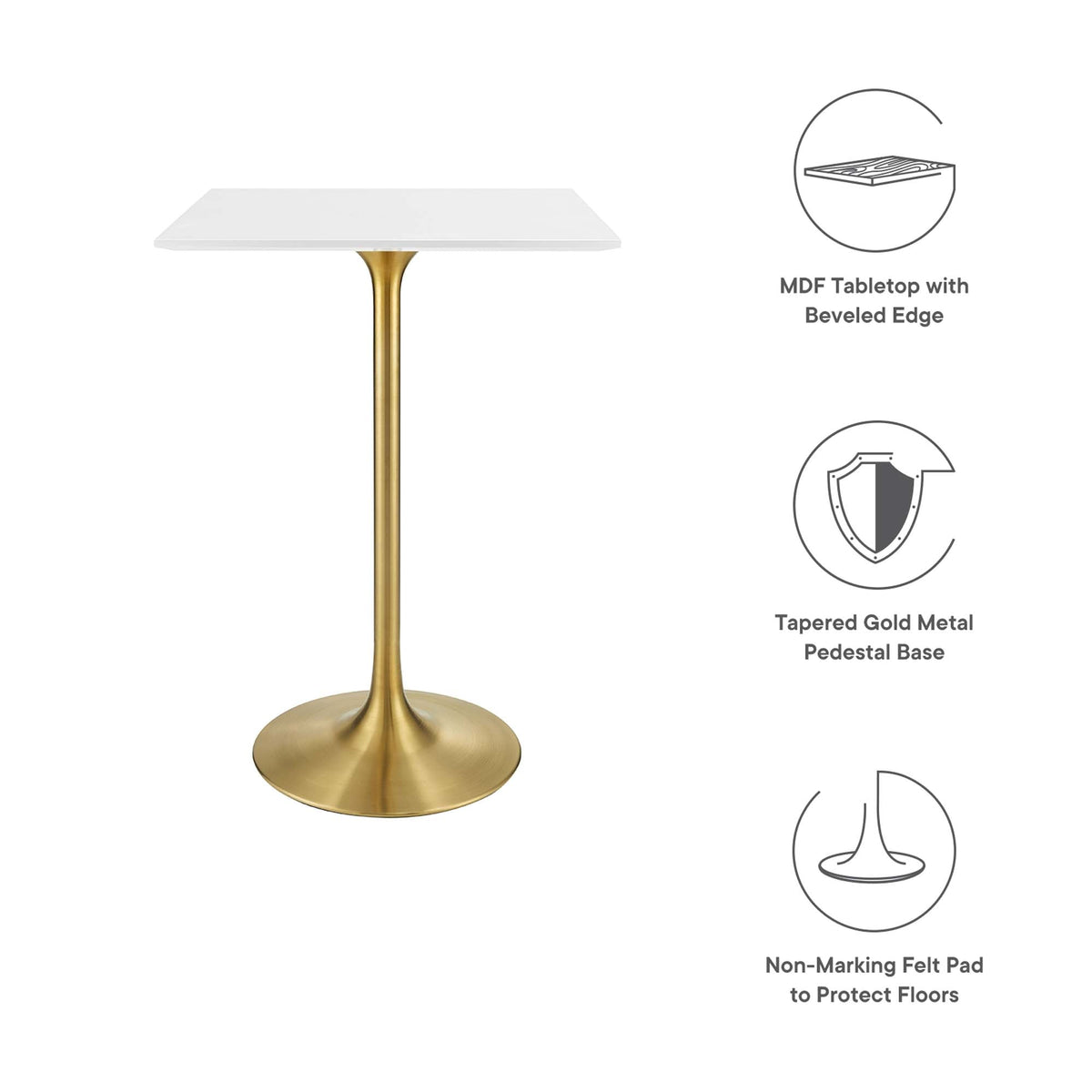 Lippa Square Wood Bar Table
