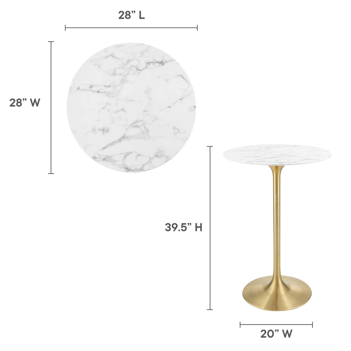 Lippa Round Artificial Marble Bar Table - view 25