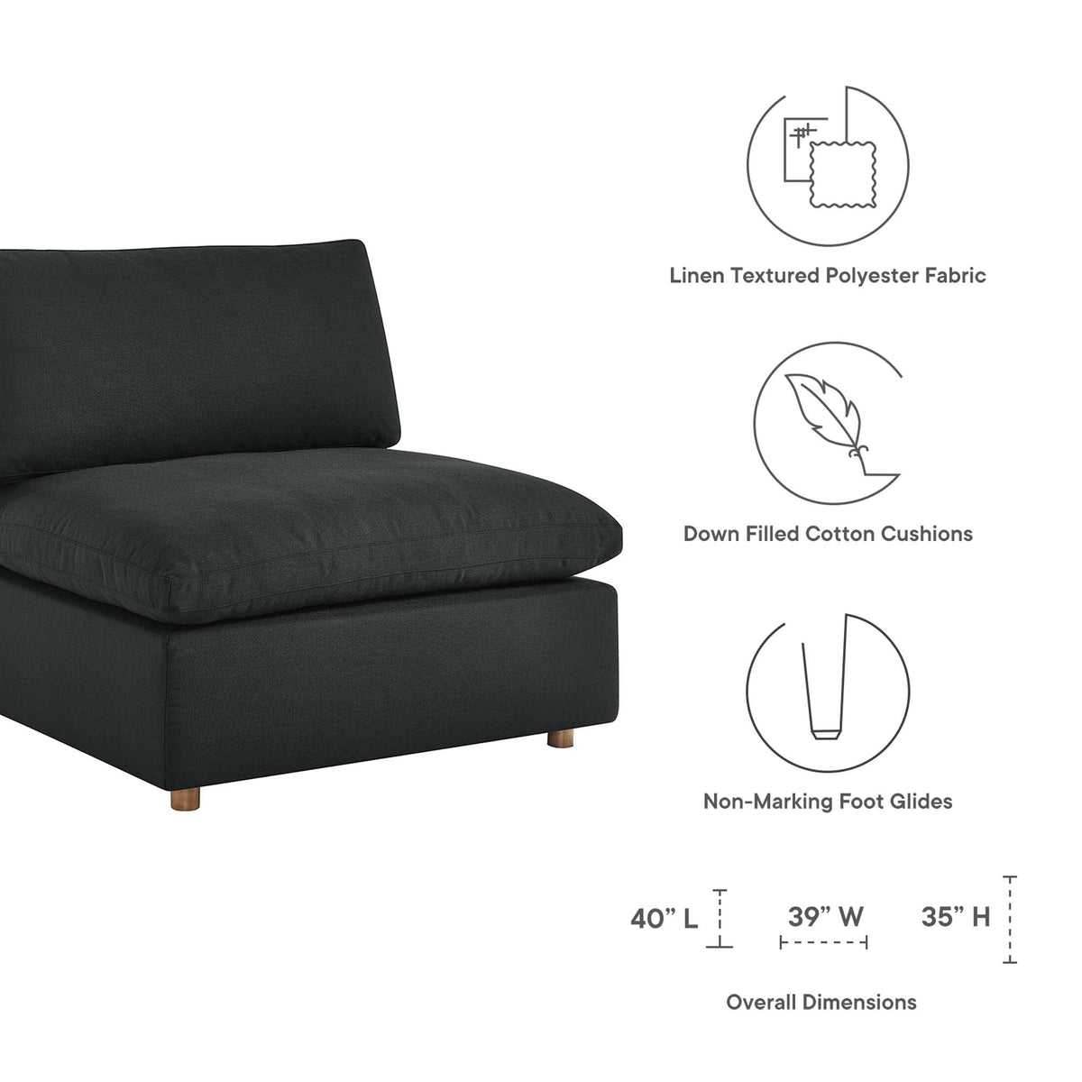 Commix Down Filled Overstuffed Armless Chair - view 43
