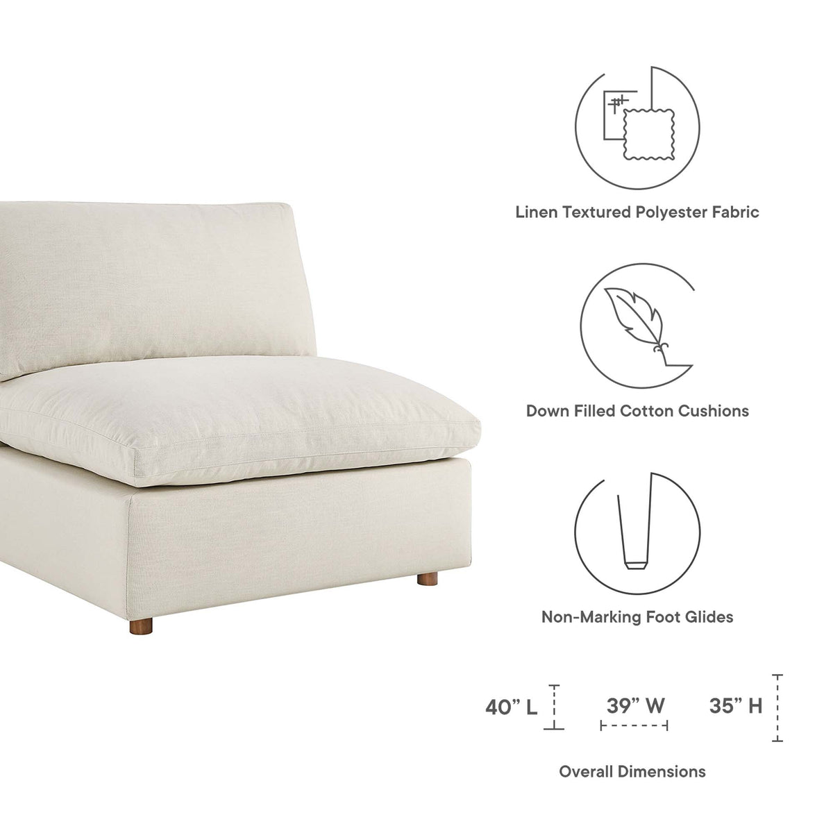 Commix Down Filled Overstuffed Armless Chair - view 47