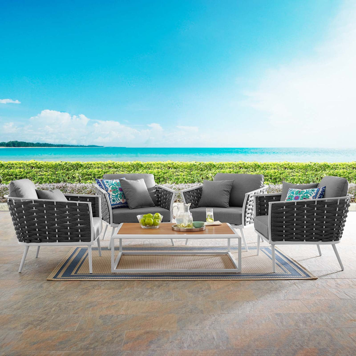 Stance 5 Piece Outdoor Patio Aluminum Sectional Sofa Set - view 15