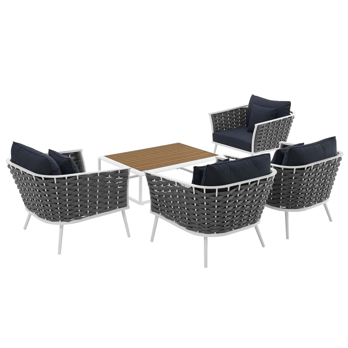 Stance 5 Piece Outdoor Patio Aluminum Sectional Sofa Set - view 4