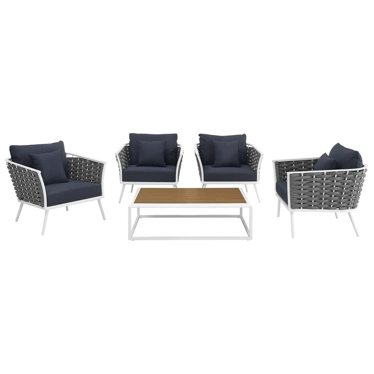 Stance 5 Piece Outdoor Patio Aluminum Sectional Sofa Set - view 6