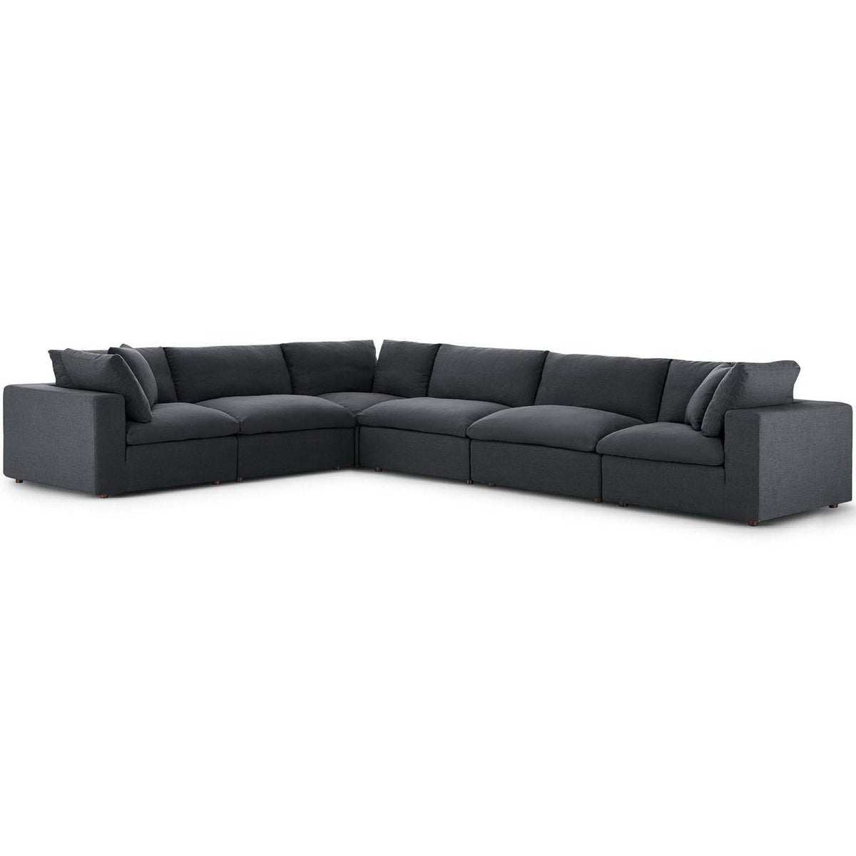 Commix 6 Piece Down Filled Overstuffed Sectional Sofa Set