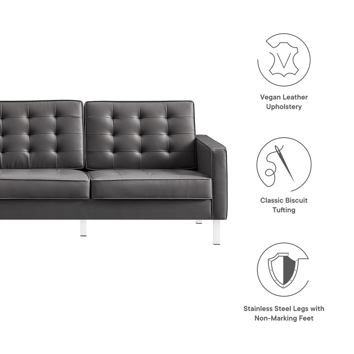 Loft Tufted Vegan Leather Sofa - view 31