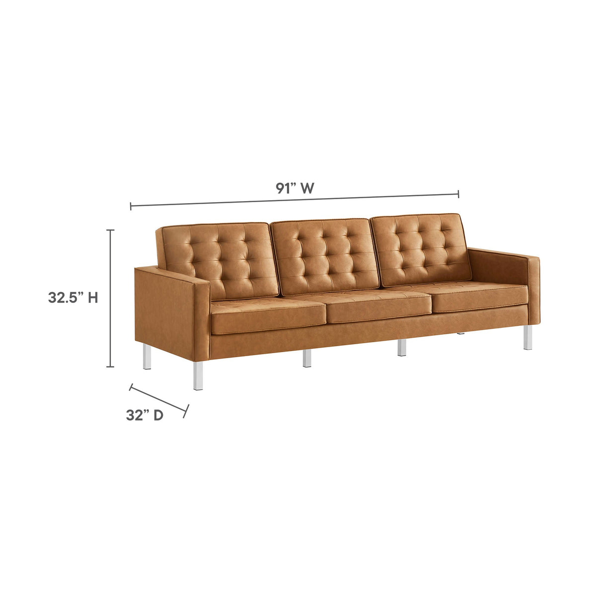 Loft Tufted Vegan Leather Sofa - view 33