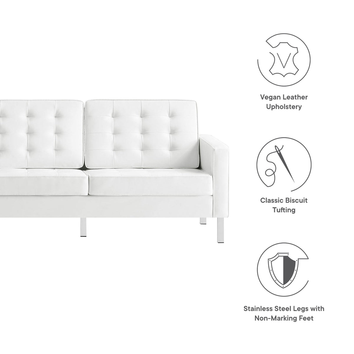Loft Tufted Vegan Leather Sofa - view 32