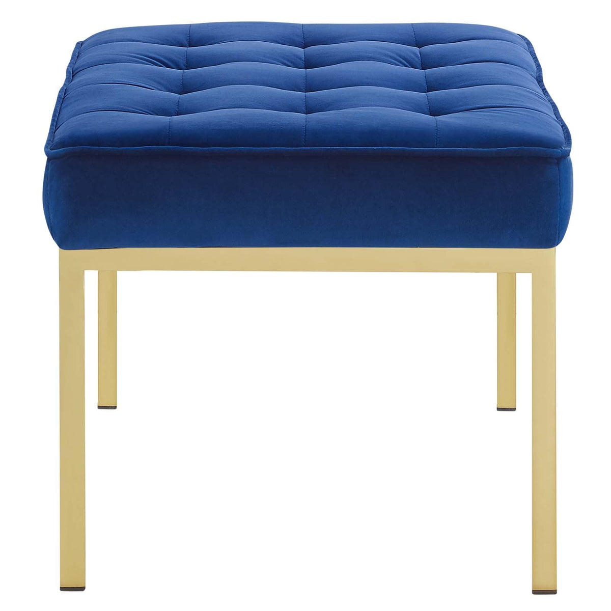 Loft Gold Stainless Steel Leg Medium Performance Velvet Bench, Gold Navy - view 2