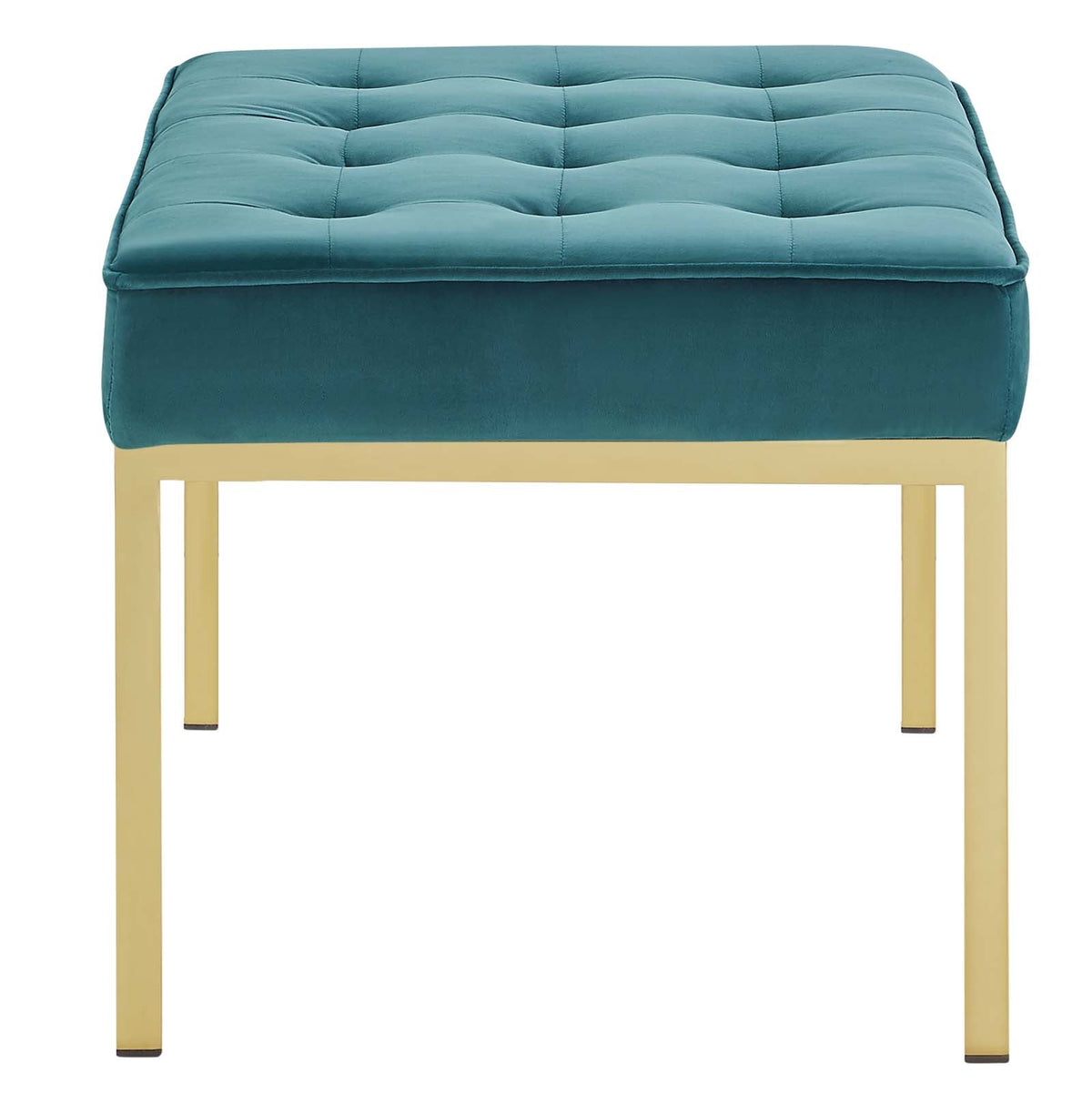 Loft Gold Stainless Steel Leg Medium Performance Velvet Bench, Gold Teal - view 2