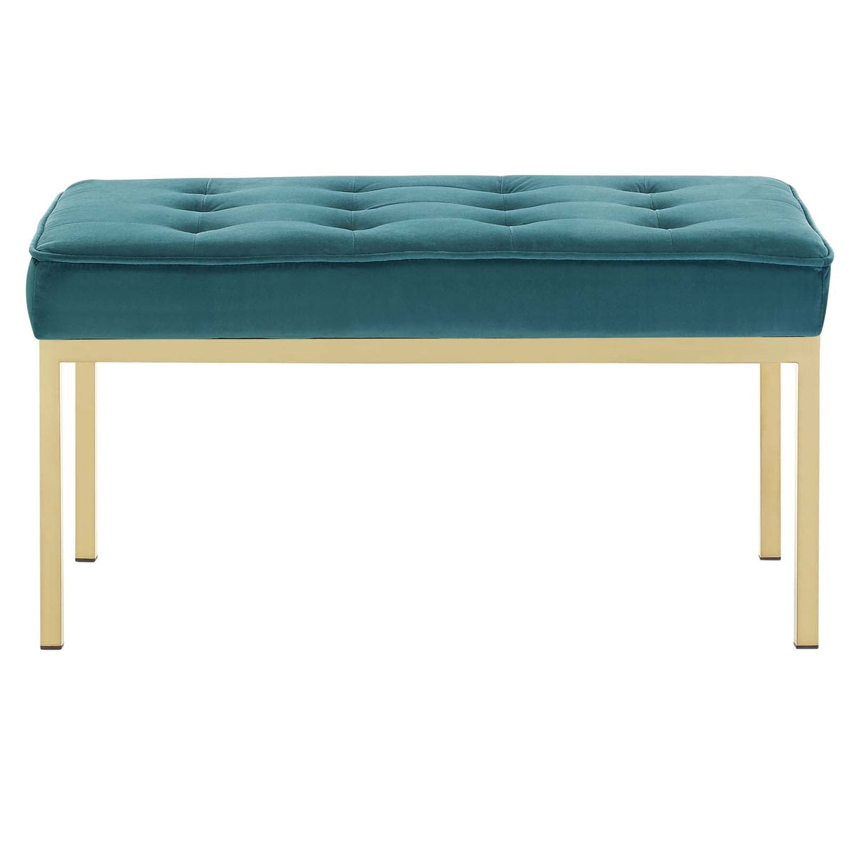 Loft Gold Stainless Steel Leg Medium Performance Velvet Bench, Gold Teal - view 3