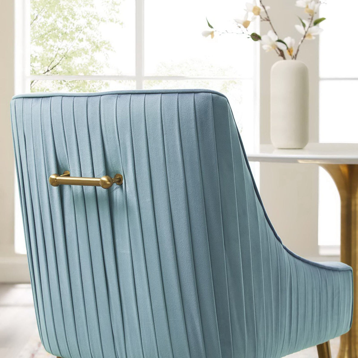 Discern Pleated Back Upholstered Performance Velvet Dining Chair - view 10