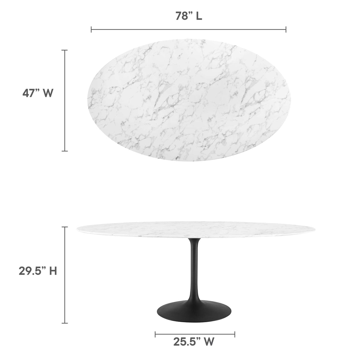 Lippa Oval Artificial Marble Dining Table