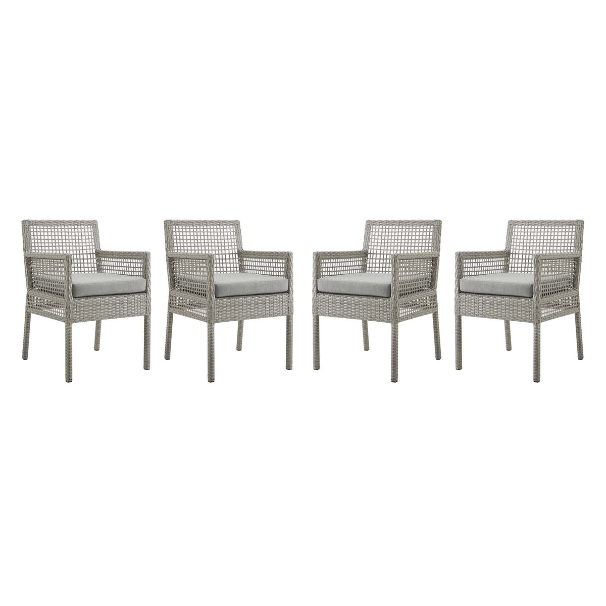 Aura Dining Armchair Outdoor Patio Wicker Rattan Set of 4
