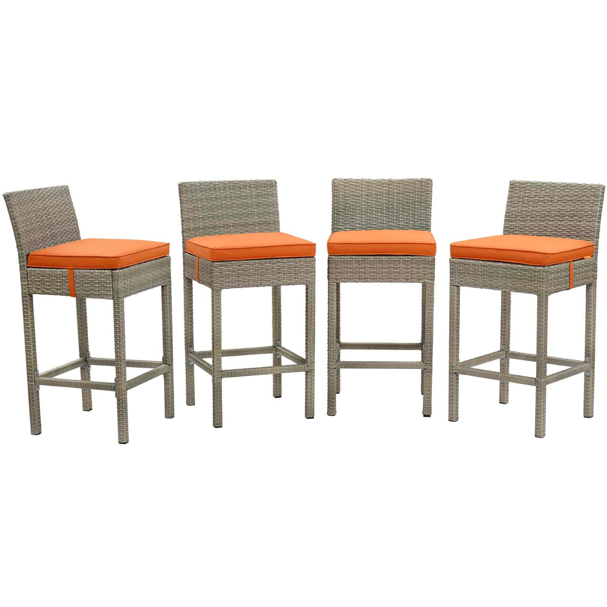Conduit Outdoor Patio Wicker Rattan Bar Stool Set of 4