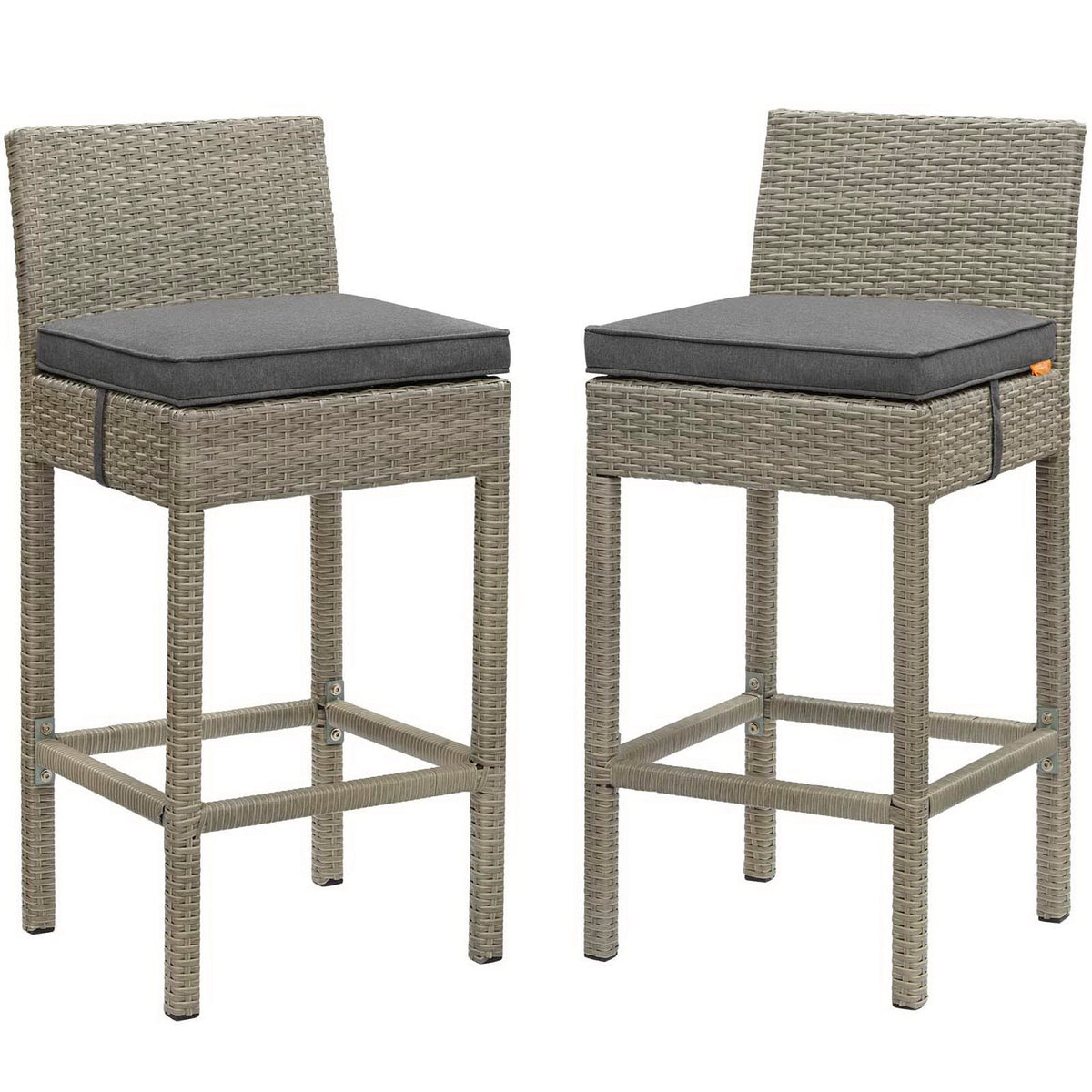 Conduit Outdoor Wicker Rattan Bar Stool Set of 2