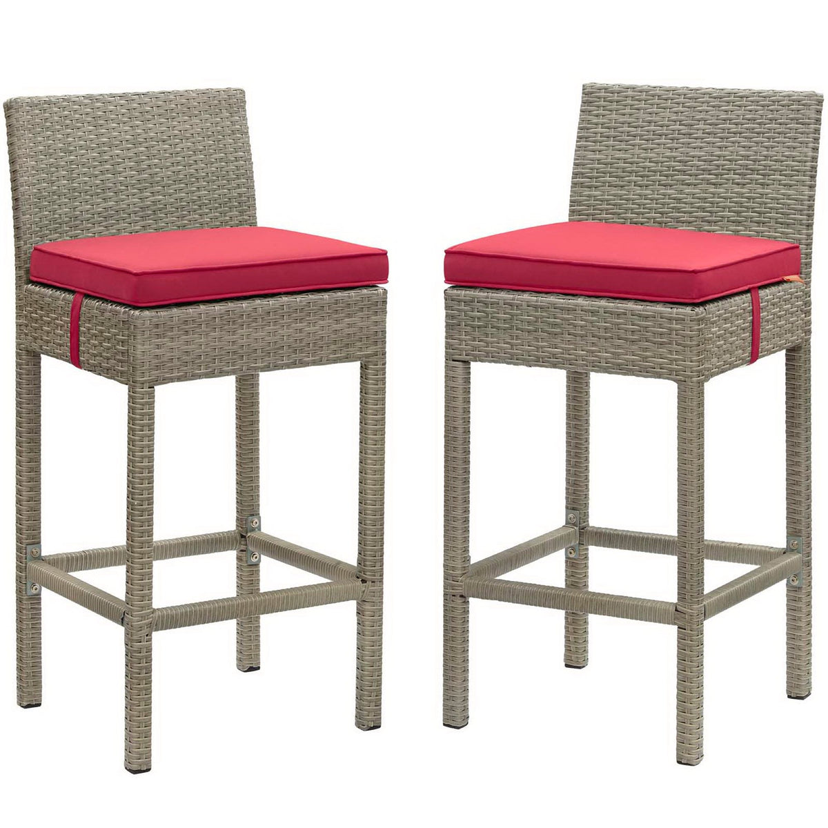 Conduit Outdoor Wicker Rattan Bar Stool Set of 2