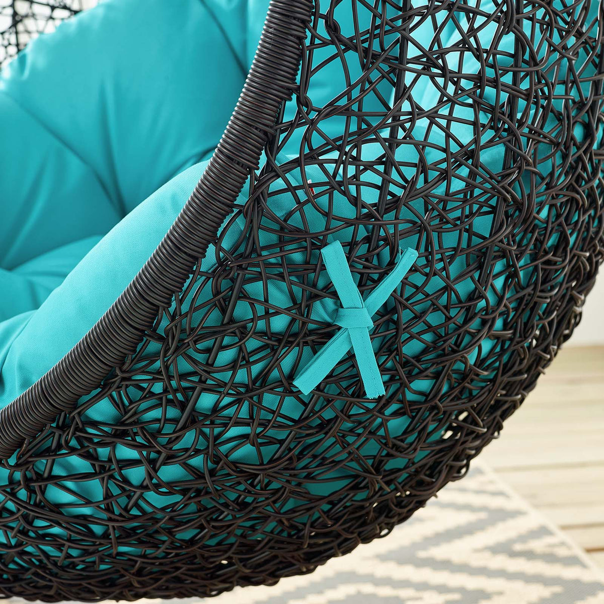 Encase Swing Outdoor Patio Lounge Chair Without Stand, Black Turquoise - view 6