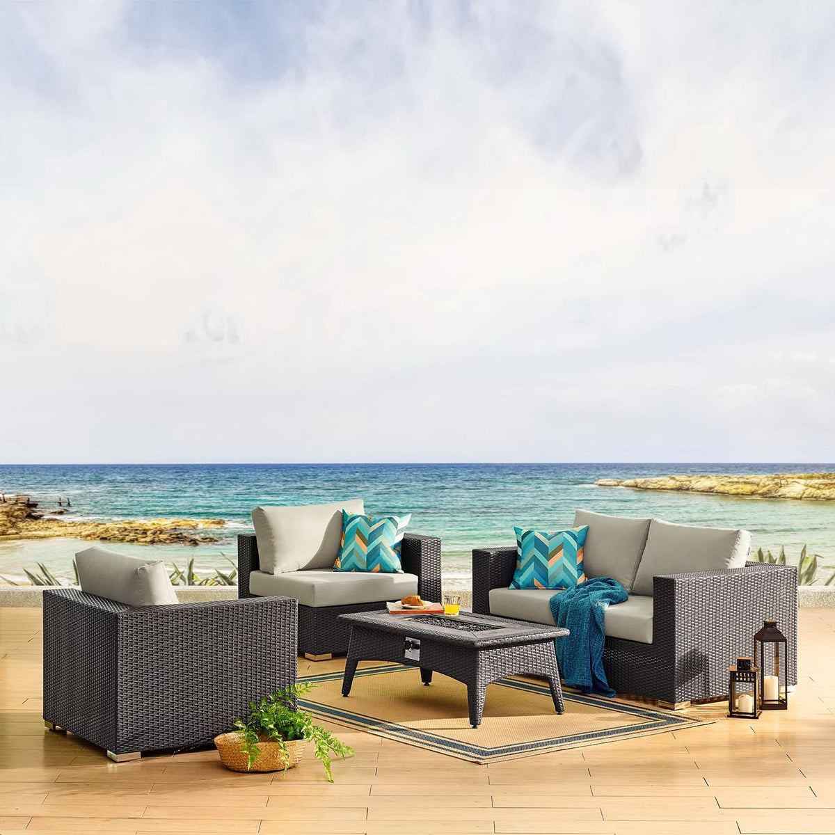 Convene 5 Piece Set Outdoor with Fire Pit