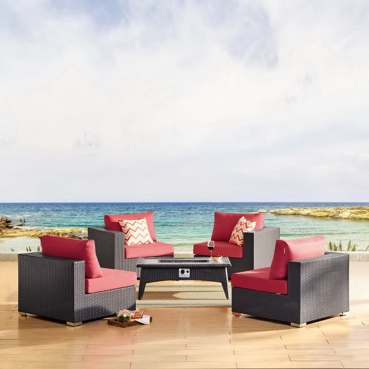 Convene 5 Piece Set Outdoor with Fire Pit