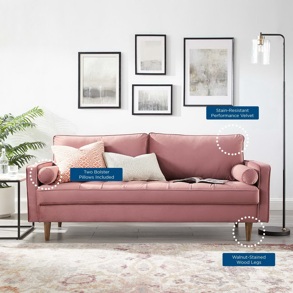 Valour Performance Velvet Sofa