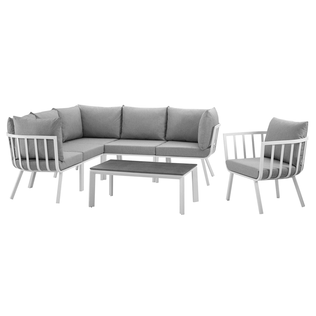 Riverside 7 Piece Outdoor Patio Aluminum Set - view 3