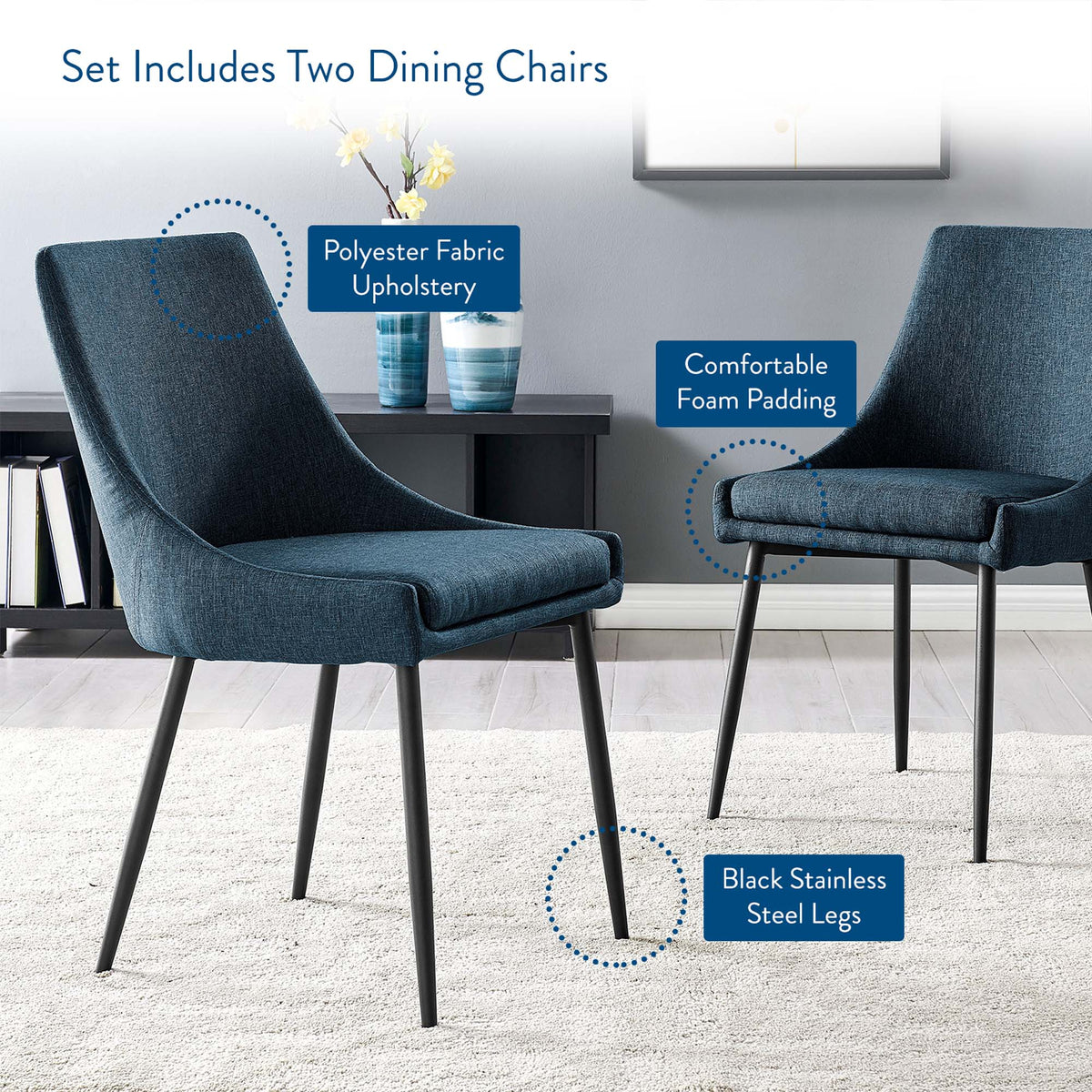 Viscount Upholstered Fabric Dining Chairs Set of 2 - view 19