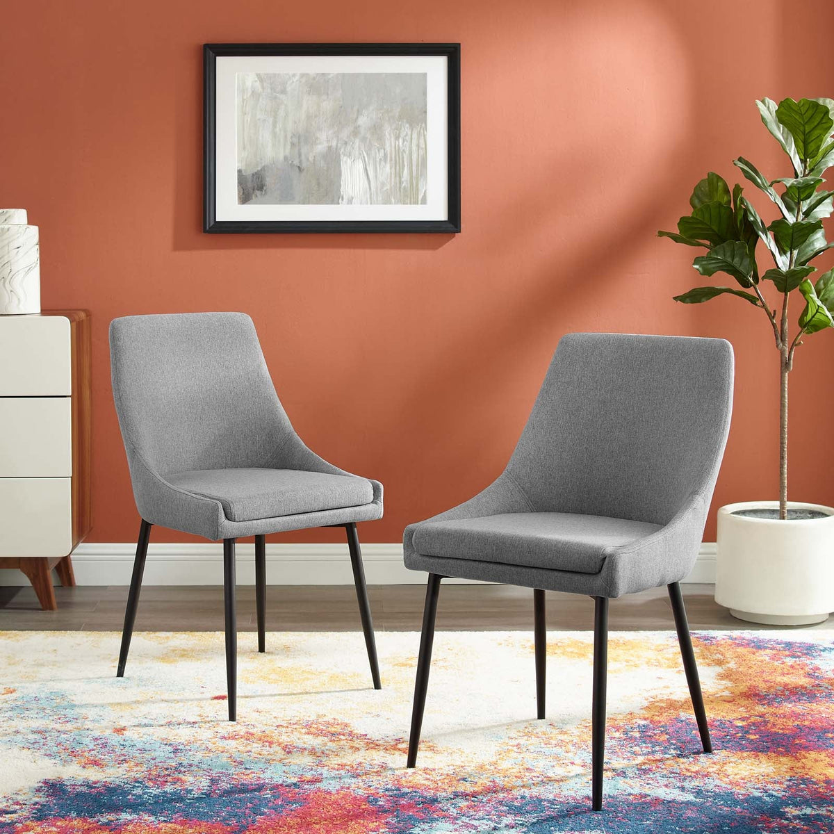 Viscount Upholstered Fabric Dining Chairs Set of 2 - view 28