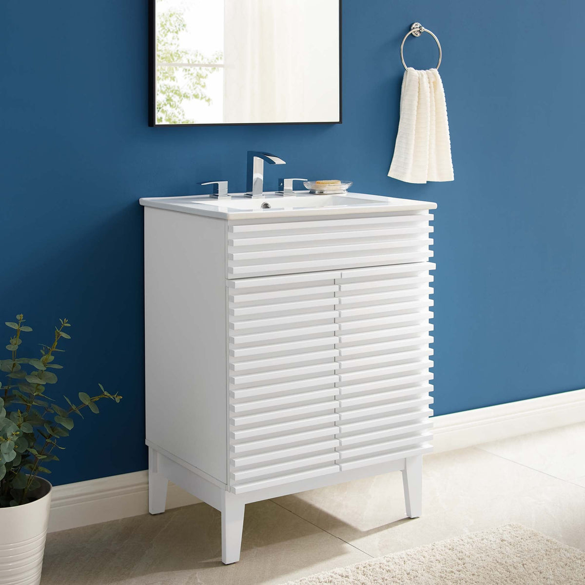 Render 18" and 24" Bathroom Vanities with White Basin Included