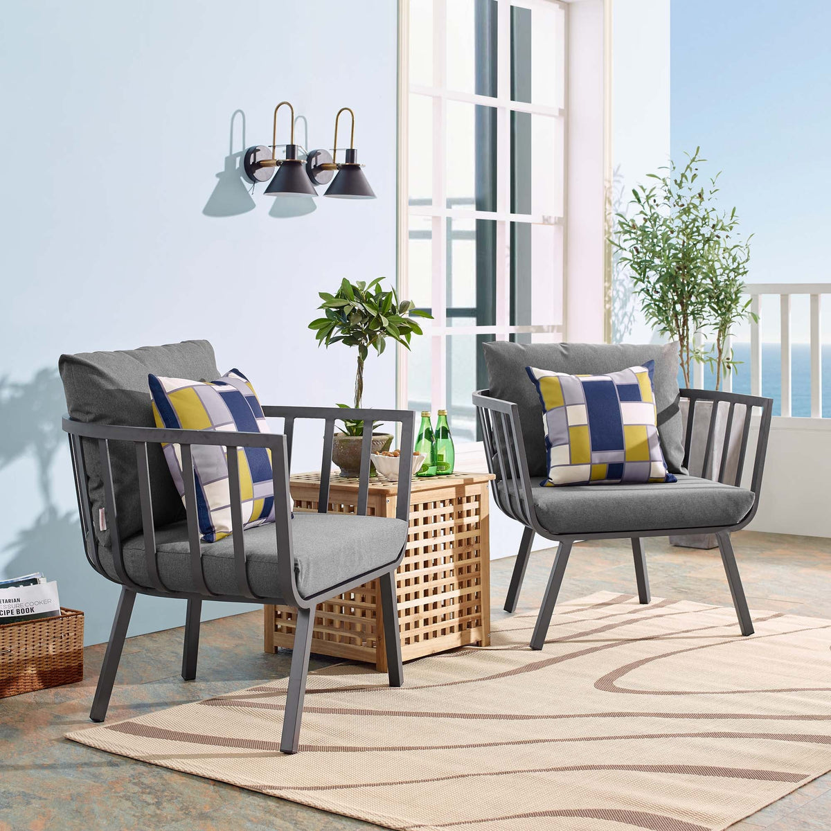 Riverside Outdoor Patio Aluminum Armchair Set of 2 - view 29