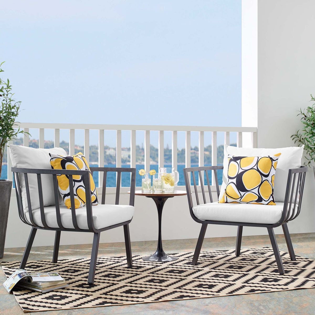 Riverside Outdoor Patio Aluminum Armchair Set of 2 - view 30