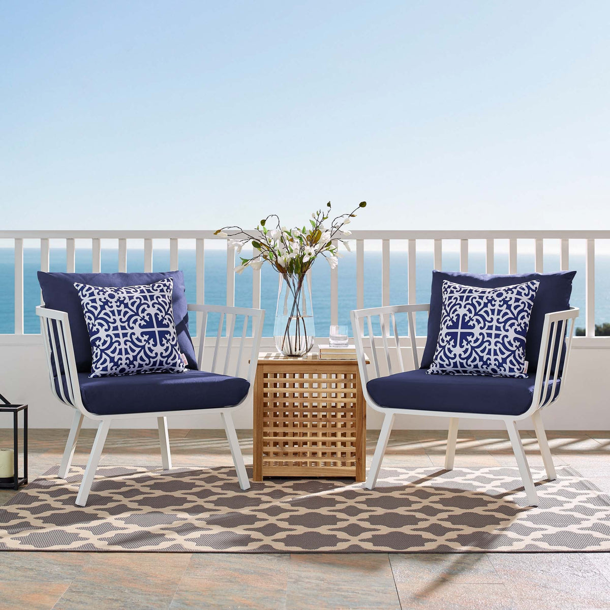 Riverside Outdoor Patio Aluminum Armchair Set of 2 - view 32