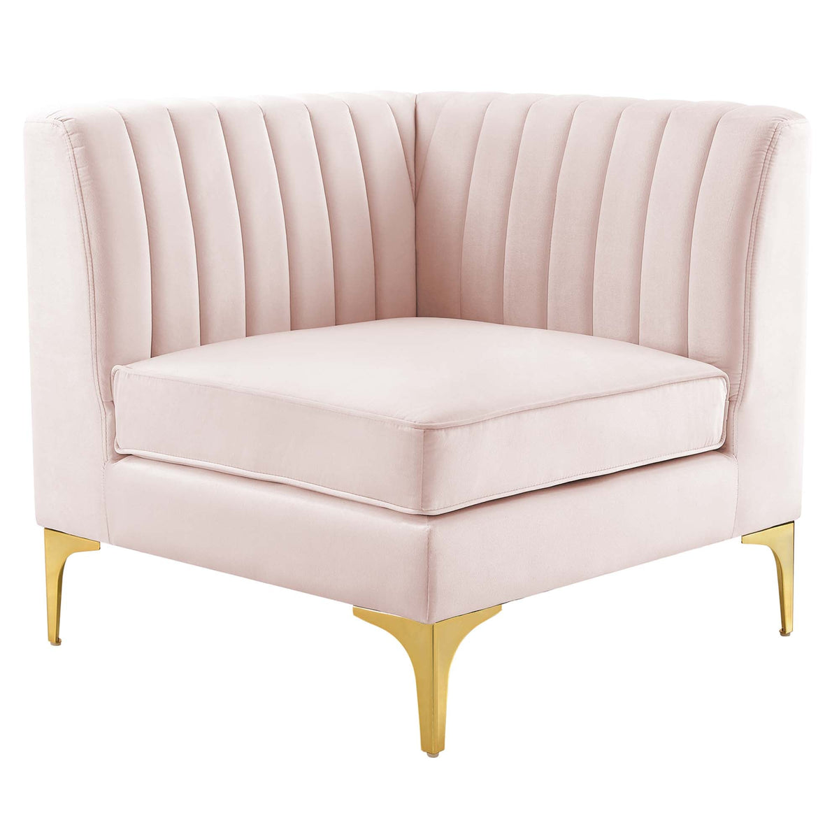 Triumph Channel Tufted Performance Velvet Sectional Sofa Corner Chair - view 3