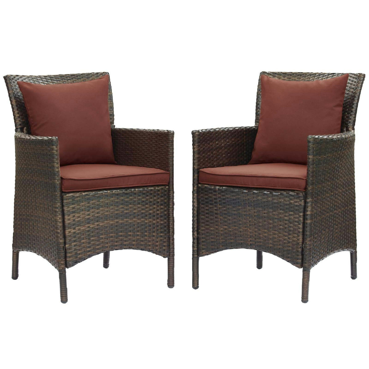 Conduit Outdoor Wicker Rattan Dining Armchair Set of 2