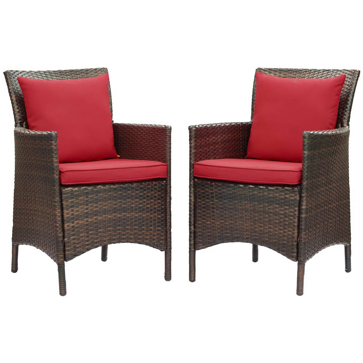 Conduit Outdoor Wicker Rattan Dining Armchair Set of 2