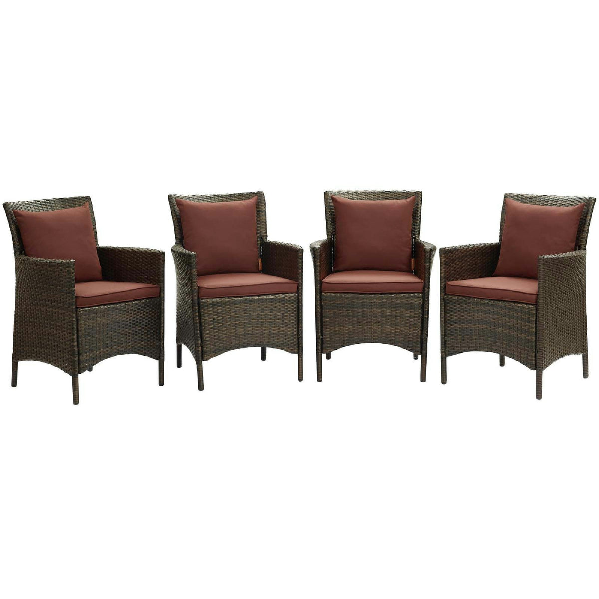 Conduit Outdoor Wicker Rattan Dining Armchair Set of 4