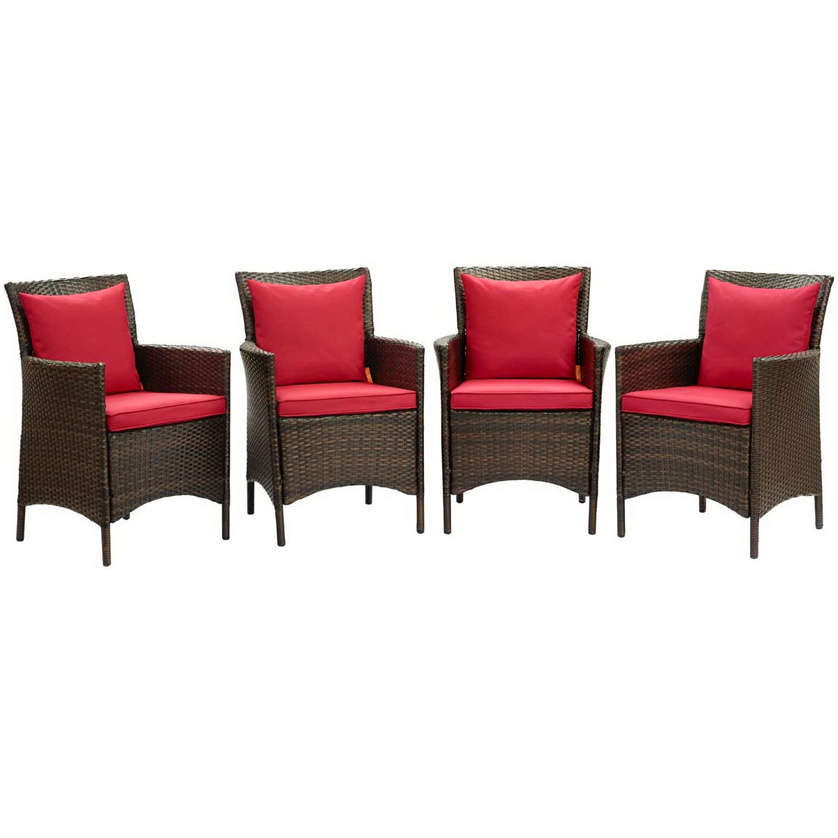 Conduit Outdoor Wicker Rattan Dining Armchair Set of 4