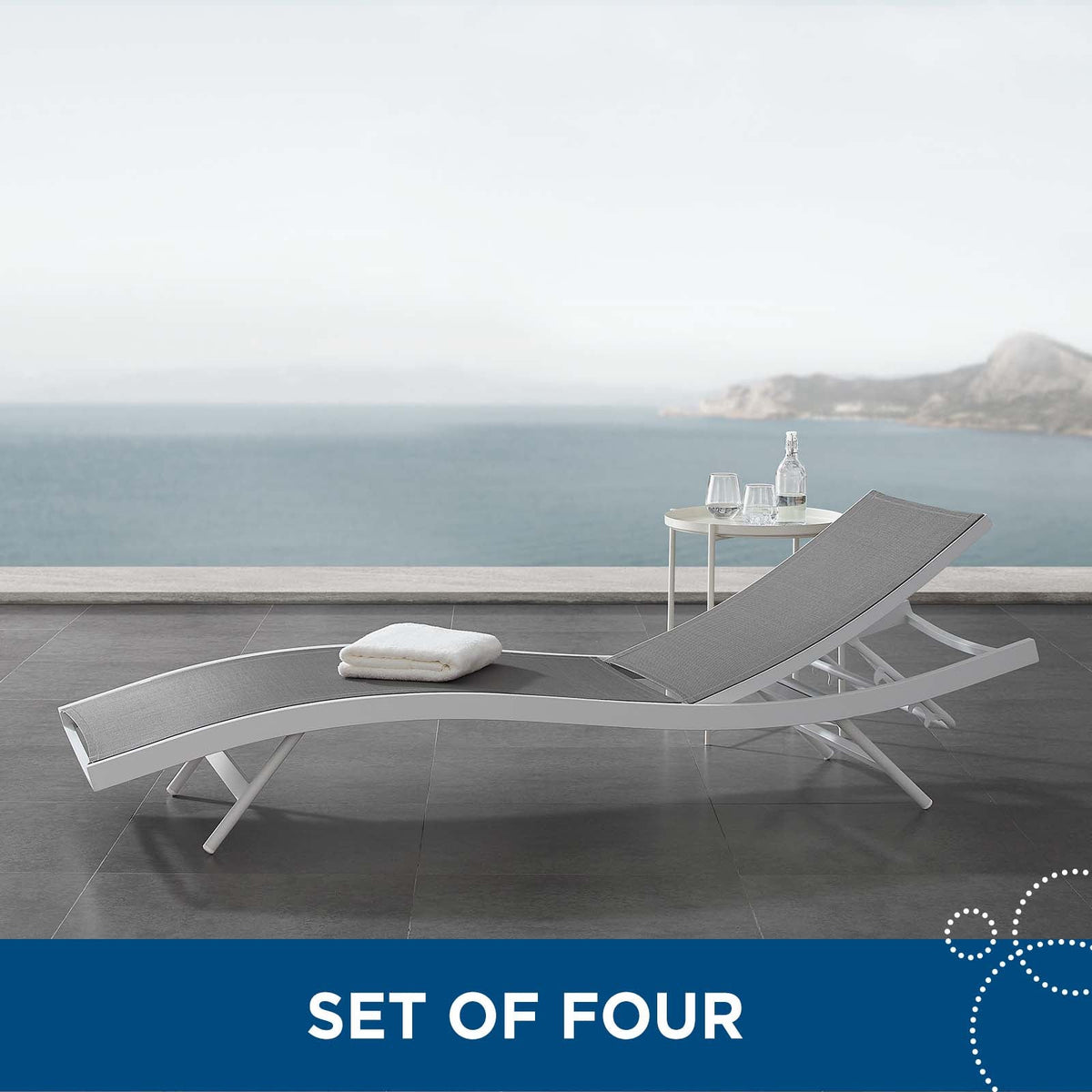 Glimpse Outdoor Patio Mesh Chaise Lounge Set of 4 - view 13