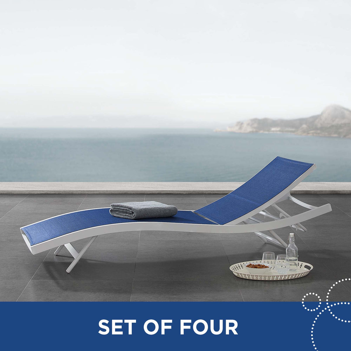 Glimpse Outdoor Patio Mesh Chaise Lounge Set of 4 - view 18