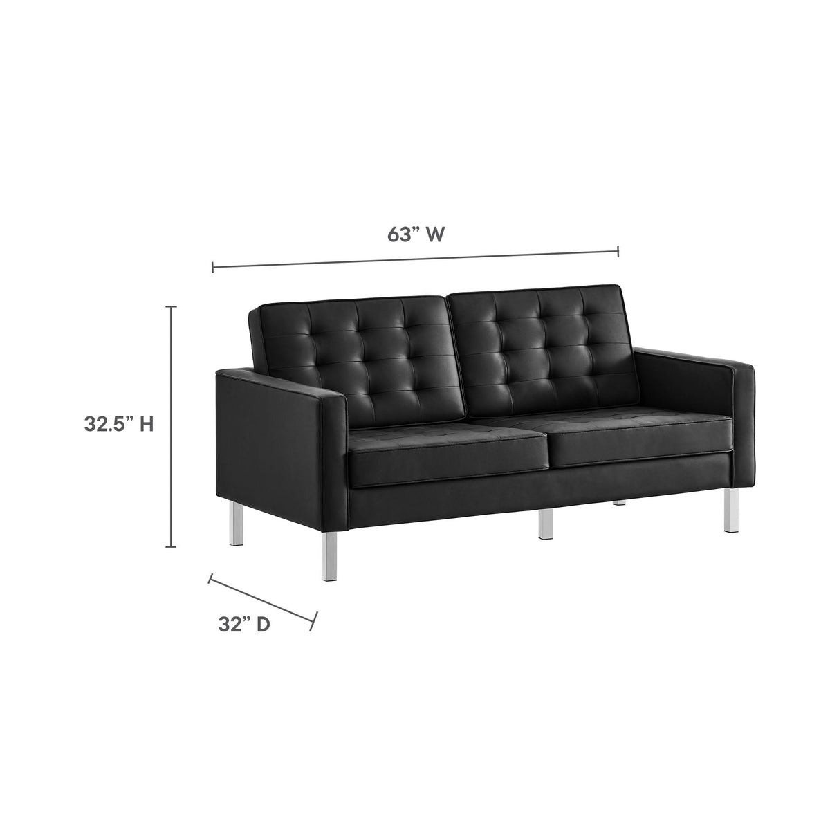 Loft 3 Piece Tufted Upholstered Faux Leather Set