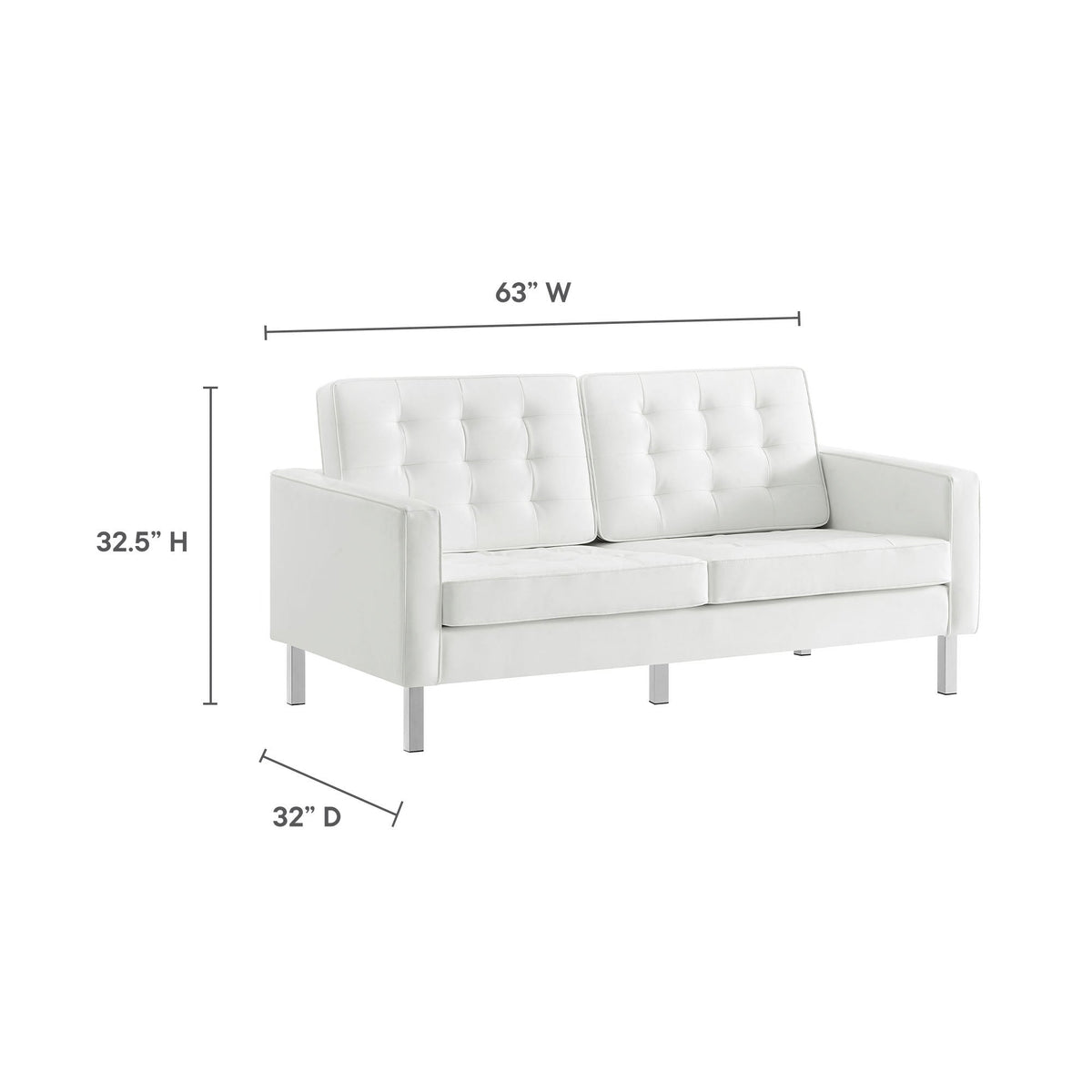 Loft 3 Piece Tufted Upholstered Faux Leather Set
