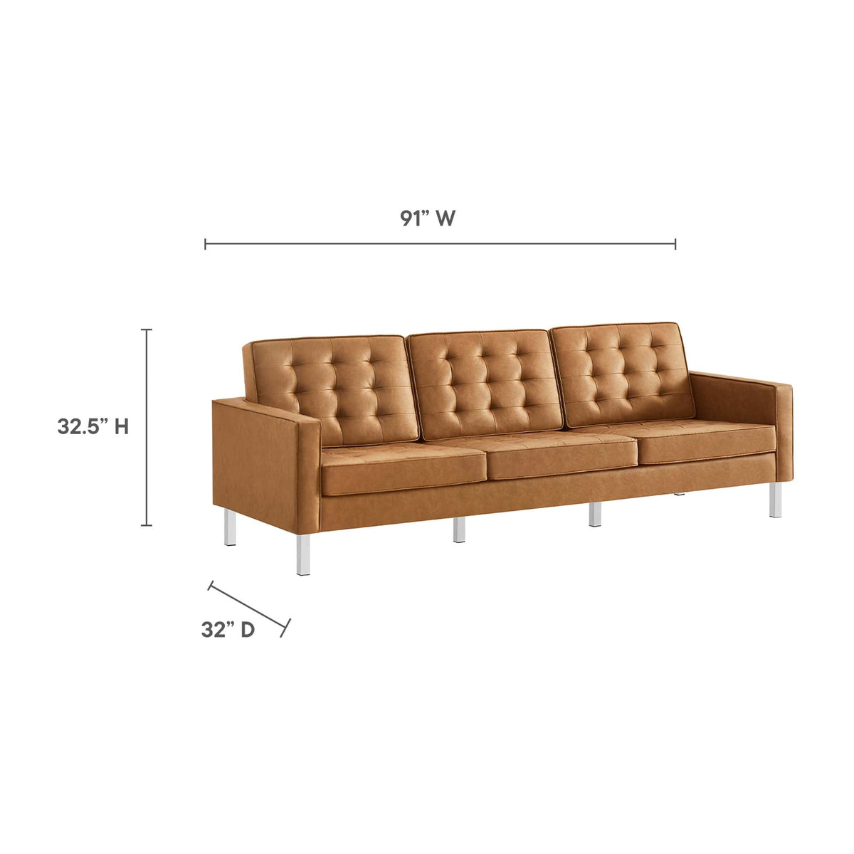 Loft Tufted Vegan Leather 3-Piece Furniture Set