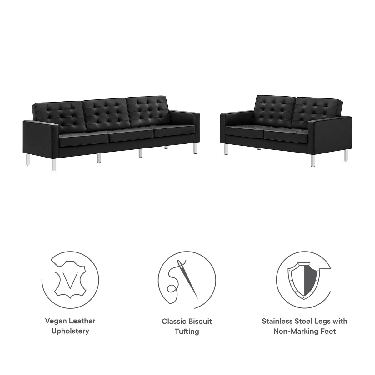 Loft 2-Piece Tufted Vegan Leather Furniture Set - view 11
