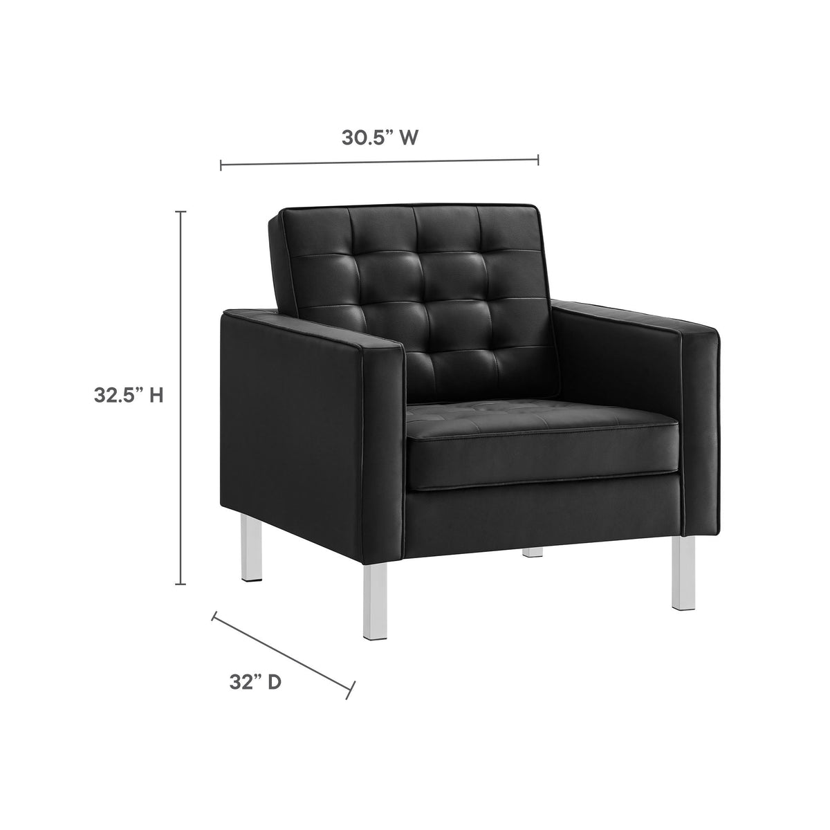 Loft 3 Piece Tufted Upholstered Faux Leather Set