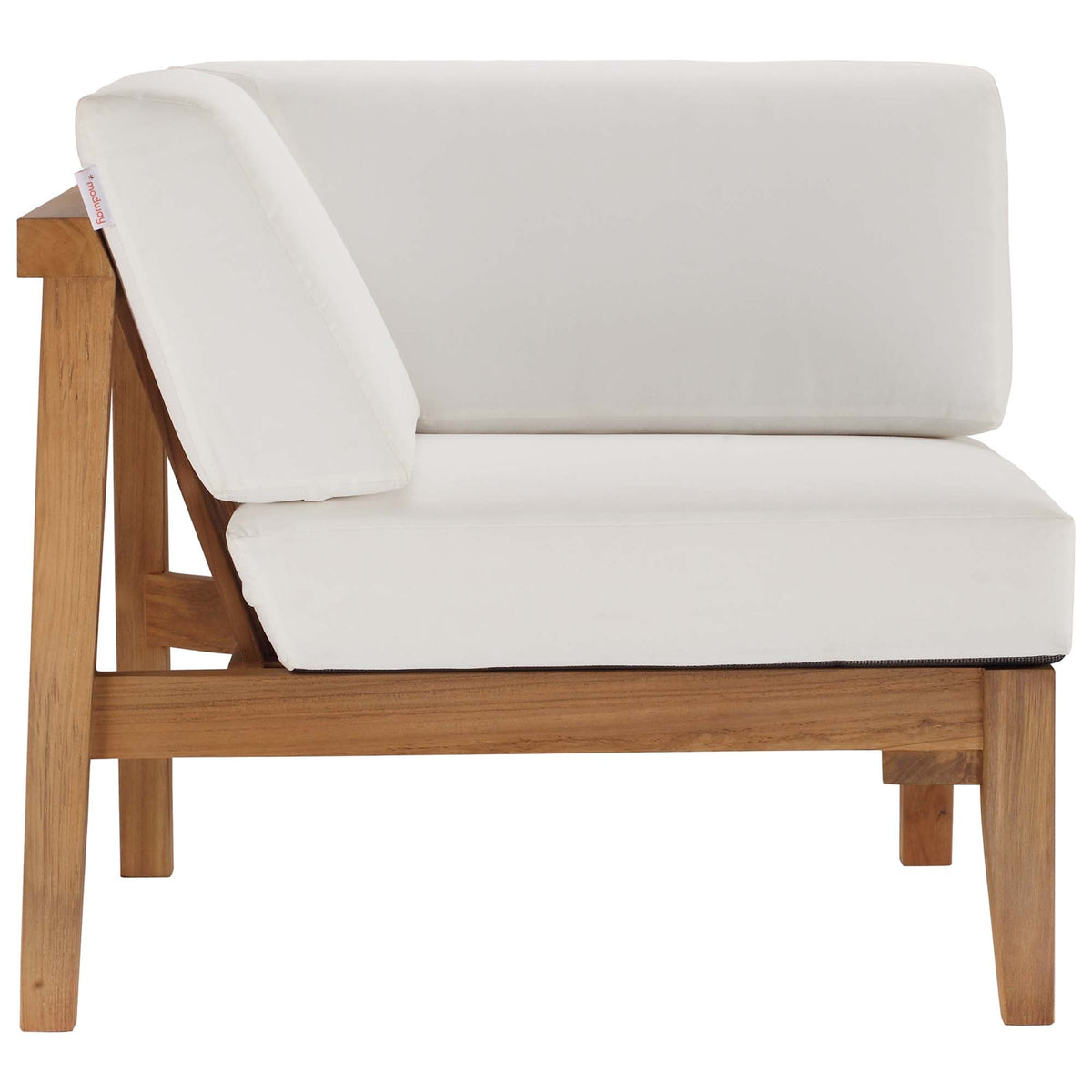 Bayport Outdoor Patio Teak Wood Corner Chair, Natural White - view 2