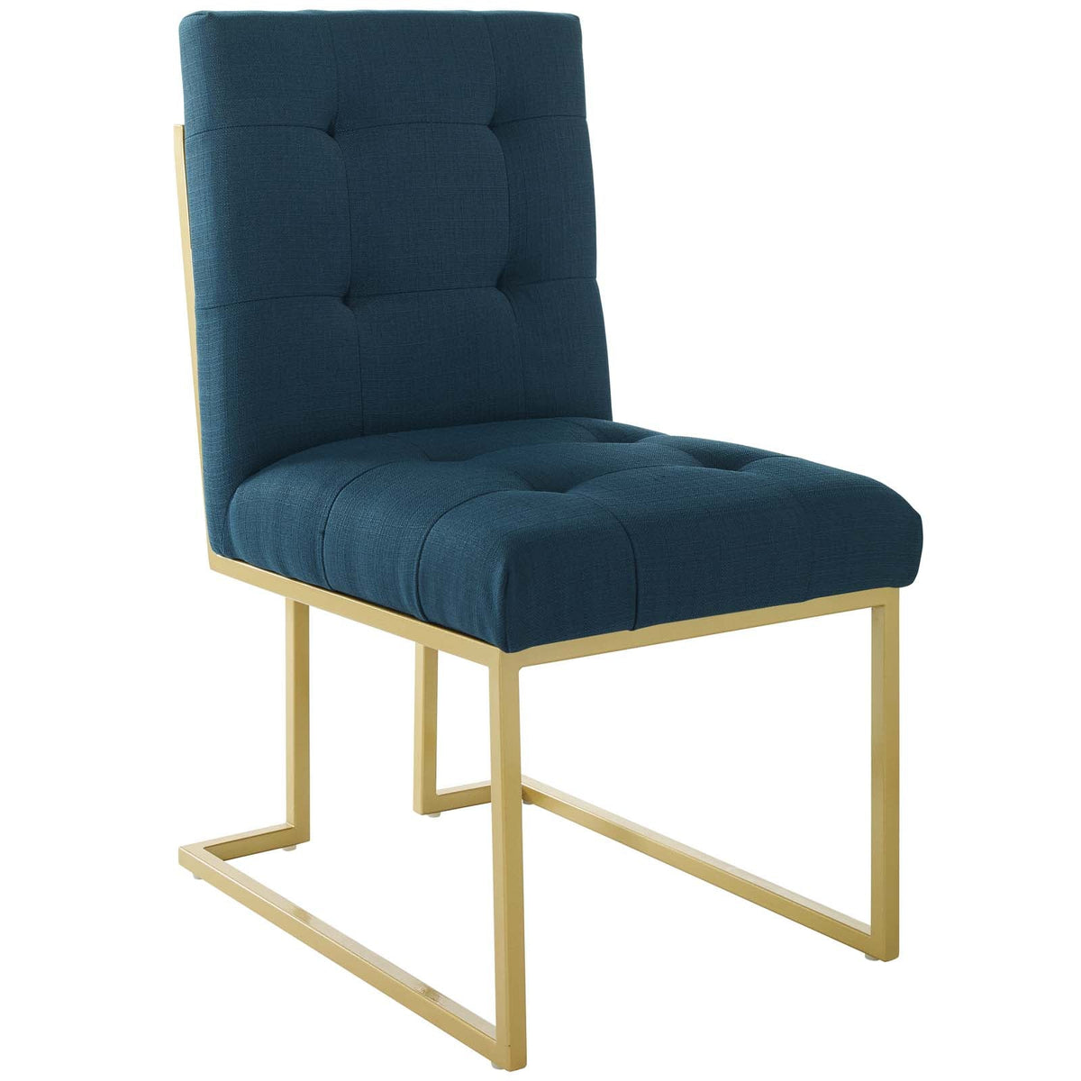 Privy Gold Stainless Steel Upholstered Fabric Dining Accent Chair Set of 2, Gold Azure - view 2