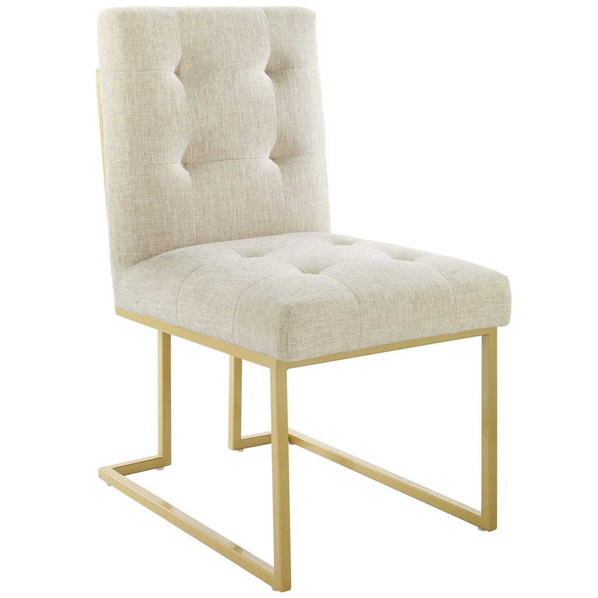 Privy Gold Stainless Steel Upholstered Fabric Dining Accent Chair Set of 2, Gold Beige - view 2