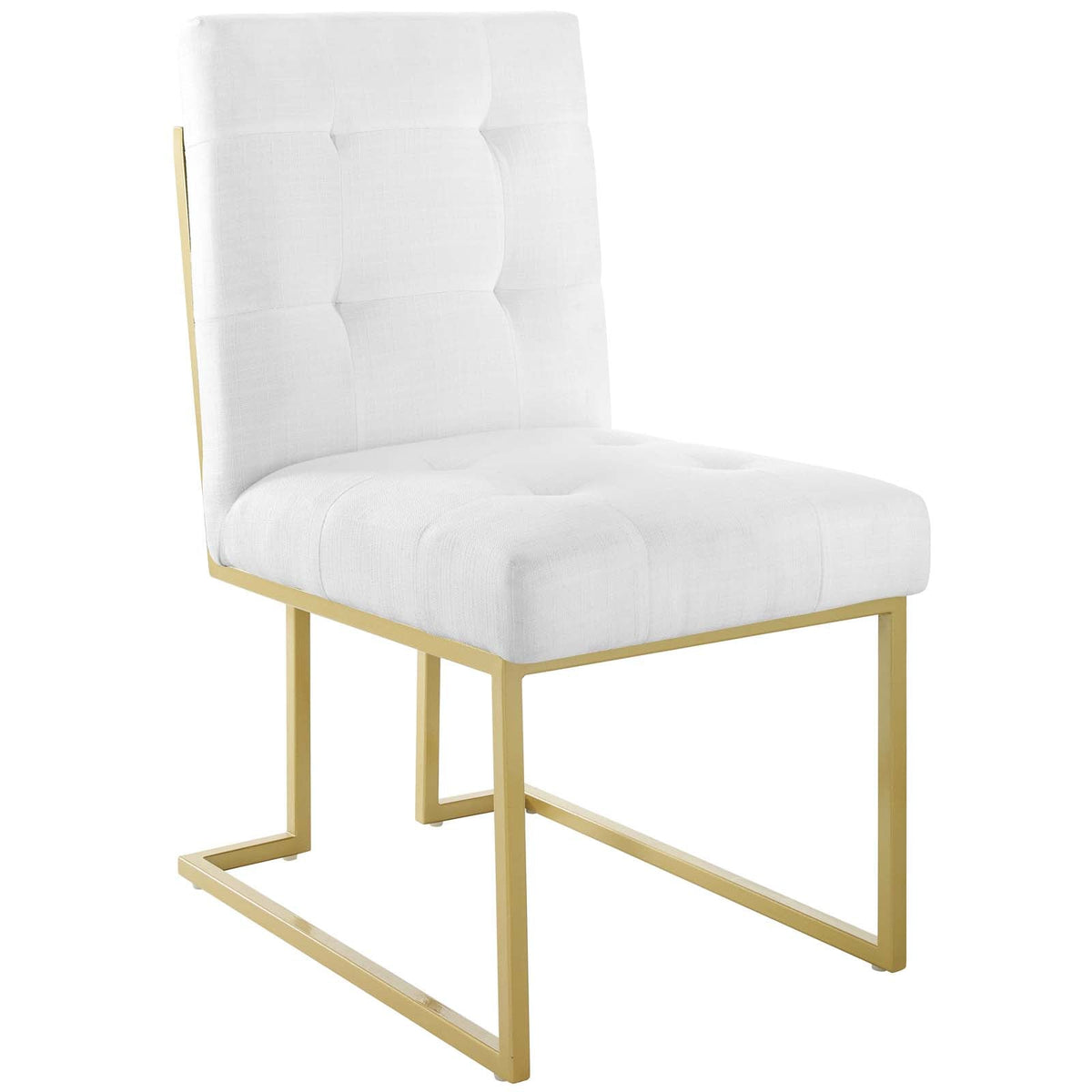 Privy Gold Stainless Steel Upholstered Fabric Dining Accent Chair Set of 2, Gold White - view 2
