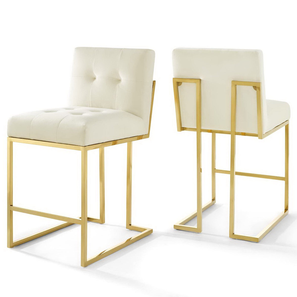 Privy Gold Stainless Steel Performance Velvet Counter Stool Set of 2 - view 1